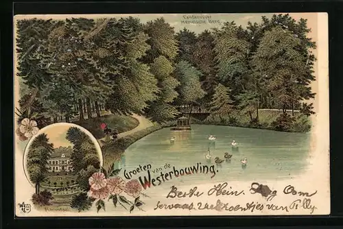 Lithographie Westerbouwing, Mariendaal, Eendenvyver Hemelsceh Berg