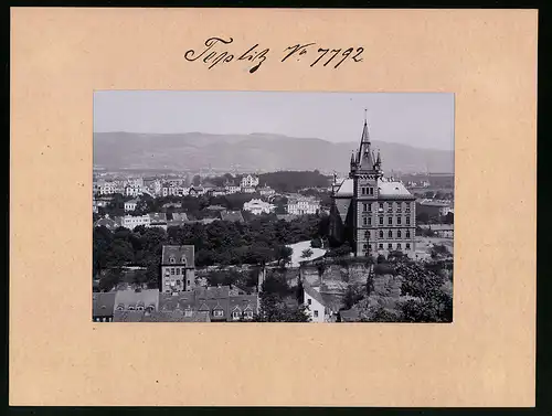 Fotografie Brück & Sohn Meissen, Ansicht Teplitz-Schönau, Blick auf die Stadt mit dem Gymnasium