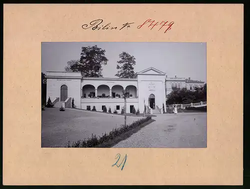 Fotografie Brück & Sohn Meissen, Ansicht Bilin-Sauerbrunn, Blick auf das Inhalatorium mit Trinkhalle