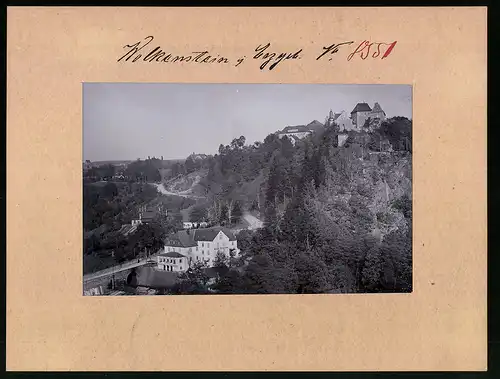 Fotografie Brück & Sohn Meissen, Ansicht Wolkenstein i.Erzg., Blick auf das Hotel Stadt Dresden und zum Schloss
