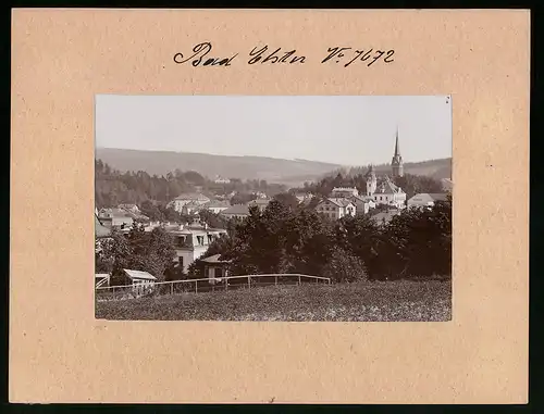 Fotografie Brück & Sohn Meissen, Ansicht Bad Elster, Blick auf den Ort mit Hotel König Johann und Postamt