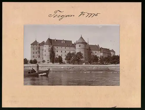 Fotografie Brück & Sohn Meissen, Ansicht Torgau / Elbe, Blick von der Elbe auf das Schloss Hartenfels