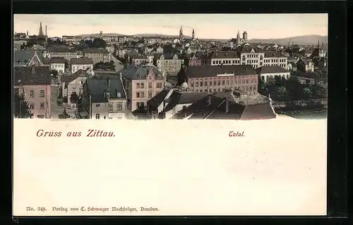 AK Zittau, Panorama aus der Vogelschau