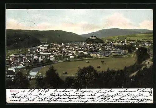 AK Greiz, Panorama mit Flusspartie