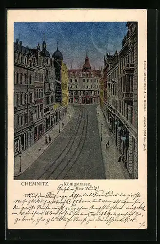 Luna-AK Chemnitz, Passanten in der Königstrasse