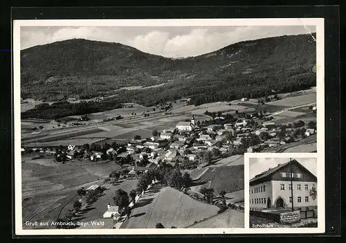 AK Arnbruck /Bayr. Wald, Schulhaus, Gesamtansicht aus der Vogelschau