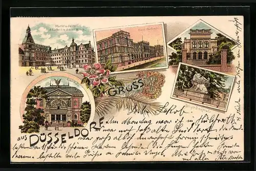 Lithographie Düsseldorf, Kunst-Halle, Kunst-Akademie, Malkasten