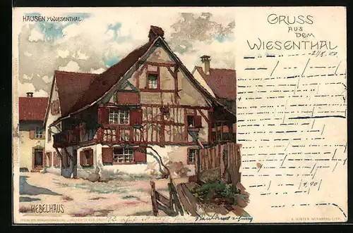 Künstler-AK Hausen i. Wiesenthal, Hebelhaus