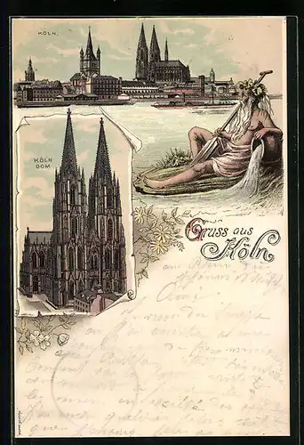 Lithographie Köln a. Rh., Stadtpanorama und Dom