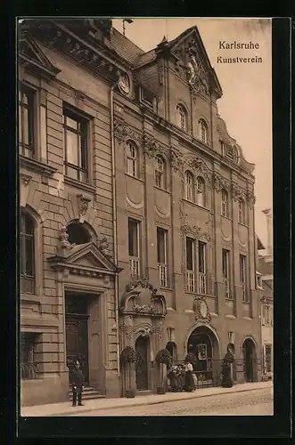 AK Karlsruhe, Gebäude des Kunstvereins von der Strasse gesehen