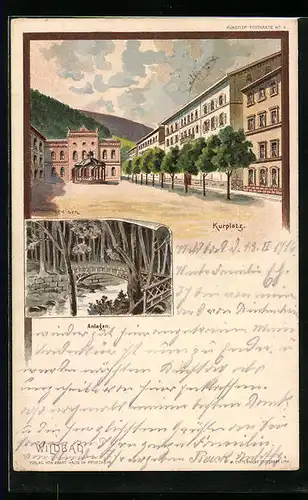 Lithographie Bad Wildbad, Kurplatz und Anlagen