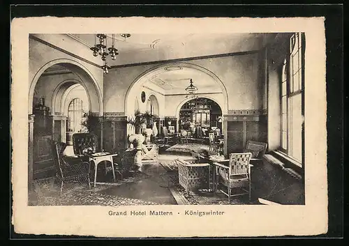 AK Königswinter, Grand Hotel Mattern, Innenansicht