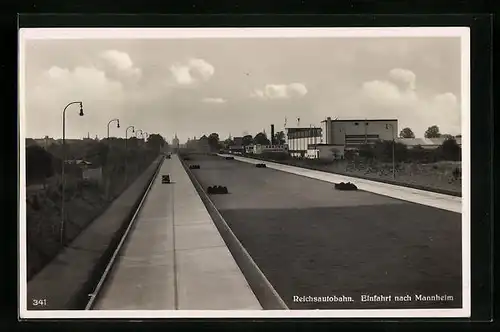 AK Mannheim, Reichsautobahn - Einfahrt nach Mannheim