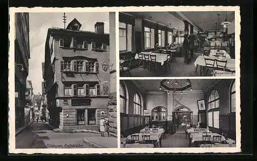 AK Tübingen, Gasthaus Ratsstube - Strassenansicht, Innenansichten