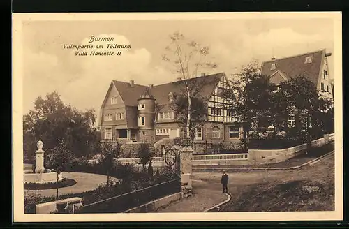 AK Barmen, Villenpartie am Tölleturm mit Villa Hansastrasse 11