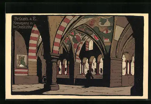 Steindruck-AK Brixen a. E., Kreuzgang in der Domkirche