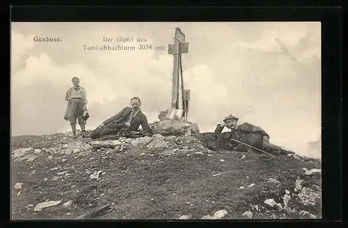 AK Gesäuse, der Gipfel des Tamischbachturm, Gipfelkreuz