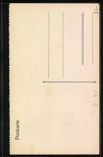 Lithographie Gärtnermit Pfeife an seinen Rosenbüschen