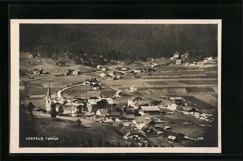 AK Seefeld, Talblick mit der gesamten Ortschaft