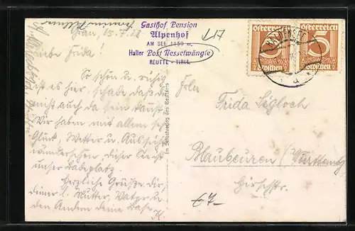 AK Haller, Alpengasthof und Pension Haldensee