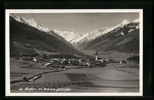 AK Mieders, Generalansicht mit Stubaier Gletscher