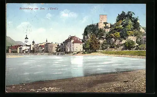 AK Rattenberg am Inn, Blick zur Burg über dem Ort