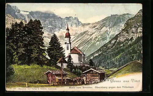 AK Obernberg, Ortsansicht gegen Tribulaun