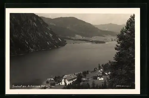 AK Achenkirch am Achensee, Hotel am Seeufer, Fliegeraufnahme