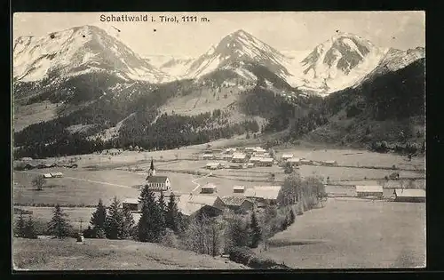 AK Schattwald, Talpanorama mit der Ortschaft