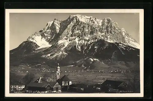 AK Lermoos, Blick auf die Zugspitze und Ehrwald