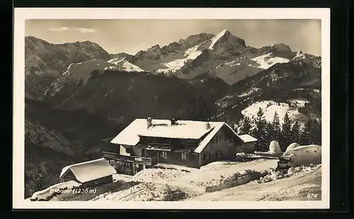 AK Garmisch, Blick auf das Berggasthaus im Schnee