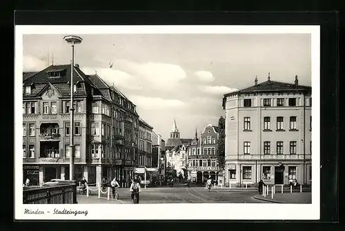 AK Minden i. W., Radfahrer am Stadteingang