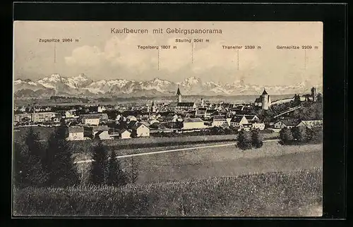 AK Kaufbeuren, Gebirgs- und Stadtpanorama