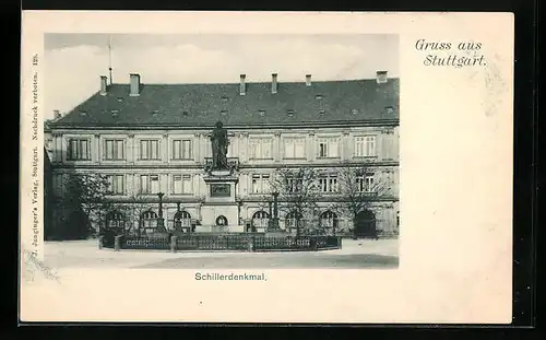 AK Stuttgart, am Schillerdenkmal