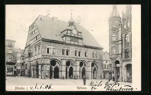 AK Minden i. W., Fassade des Rathauses