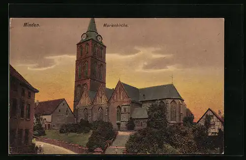 AK Minden i. W., Aussenansicht der Marienkirche