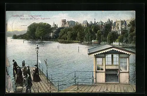 AK Hamburg-Uhlenhorst, Blick von der langen Zugbrücke