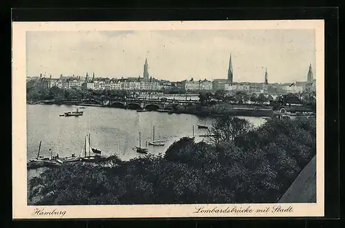 AK Hamburg-Neustadt, Lombardsbrücke mit Stadt