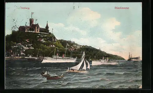 AK Hamburg-Blankenese, Blick zum Süllberg