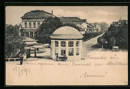 AK Franzensbad, Kursaal und Franzensbrunnen