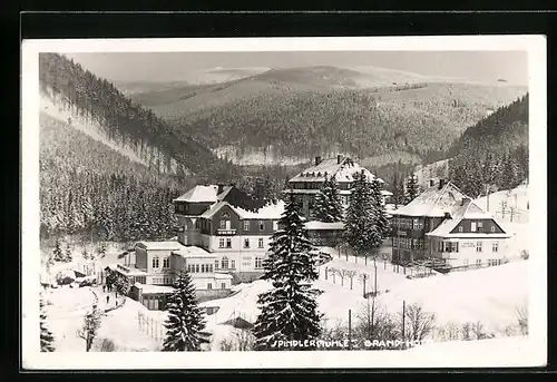 AK Spindlermühle, Grand-Hotel im Winterglanz