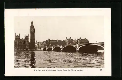 AK London, Big Ben and Westminster Bridge from the River