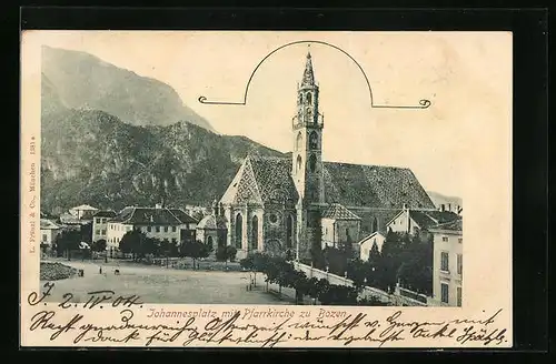 AK Bozen, Johannesplatz mit Pfarrkirche