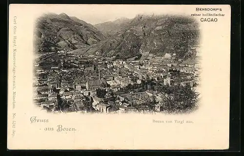 AK Bozen, Panoramablick vom Virgl aus
