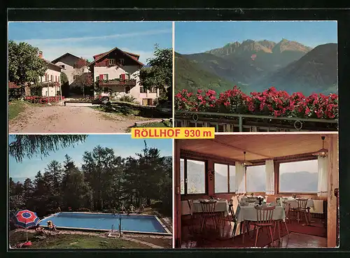 AK Kampenn-Kohlern bei Bozen, Landgasthof-Pension Röllhof, Innenansicht, Schwimmbecken