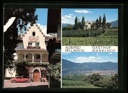AK Girlan /Bozen, Restaurant-Pension Marklhof, Ortspartie, Panorama