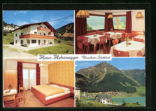 AK Reschen, Haus Hohenegger Froi, Innenansichten