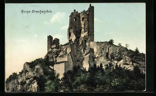AK Ruine Drachenfels, Totalansicht