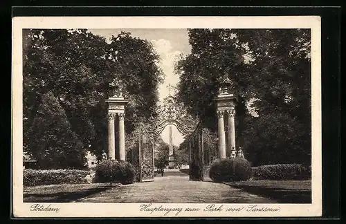 AK Potsdam, Schloss Sanssouci, Haupteingang zum Park