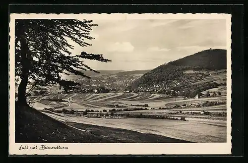 AK Suhl, Panorama mit Bismarckturm